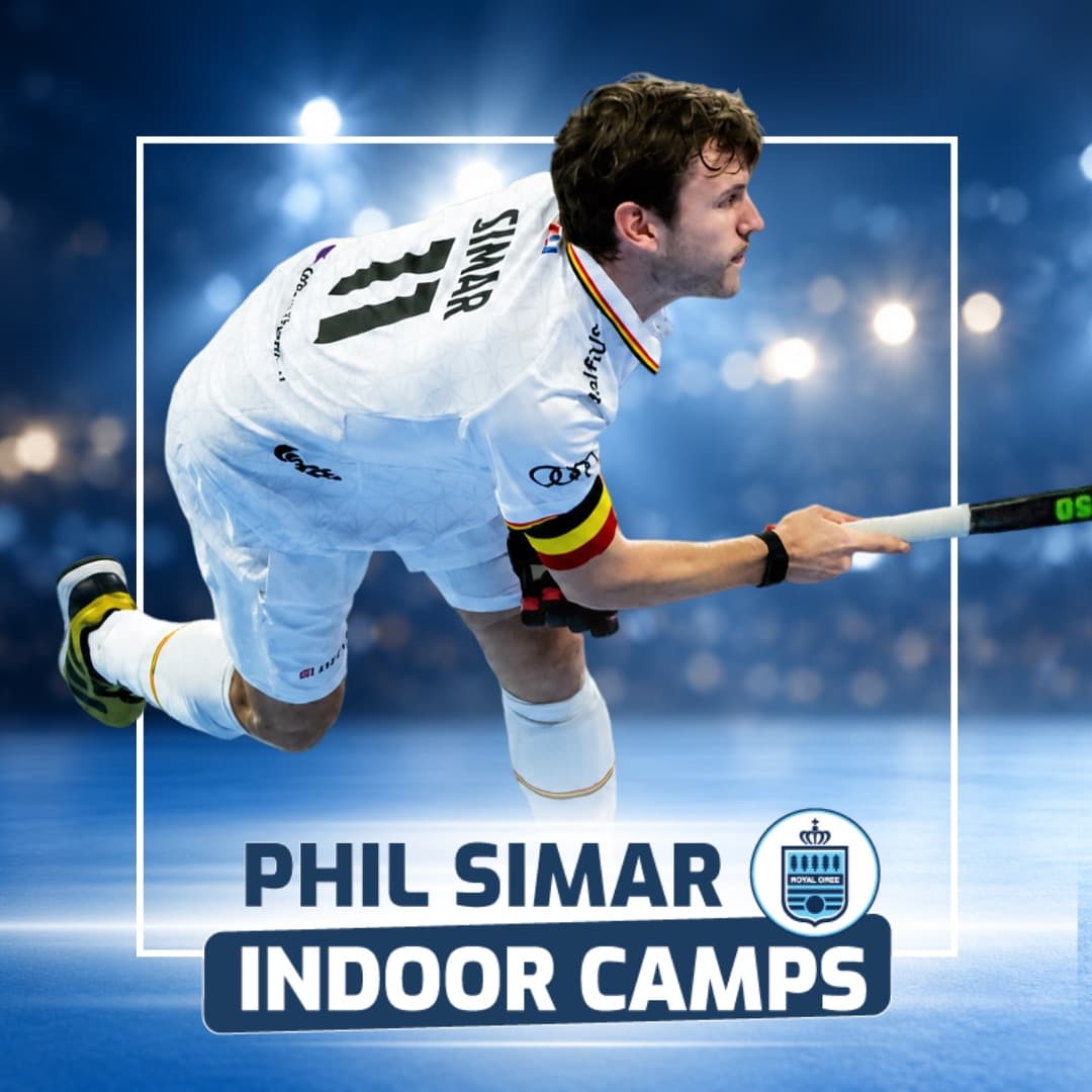 Phil Simar, capitaine de l'équipe nationale belge Indoor, et le logo Phil Simar Indoor Camps